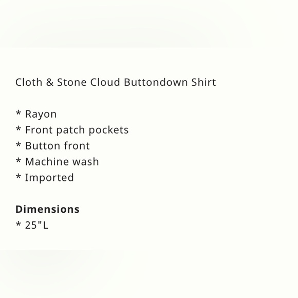 ANTHROPOLOGIE / CLOTH & STONE BUTTON SHIRT  NWT - Picture 9 of 10